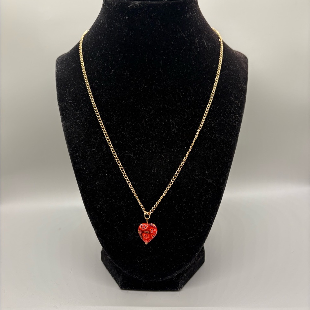 Hand Crafted Red Heart Pendant Necklace